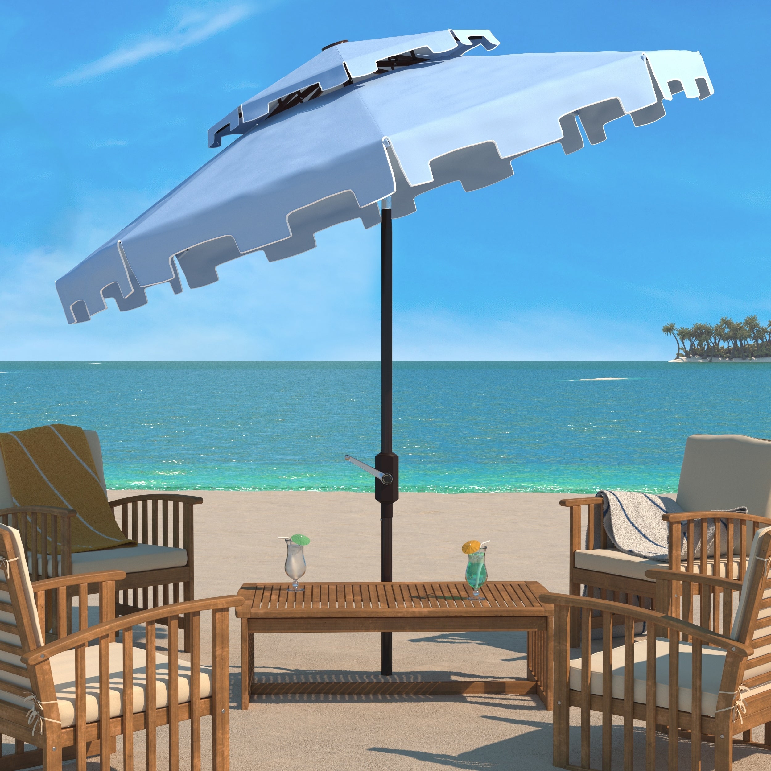 Parasol de marché double SAFAVIEH Outdoor Livia 9 pieds, base non incluse