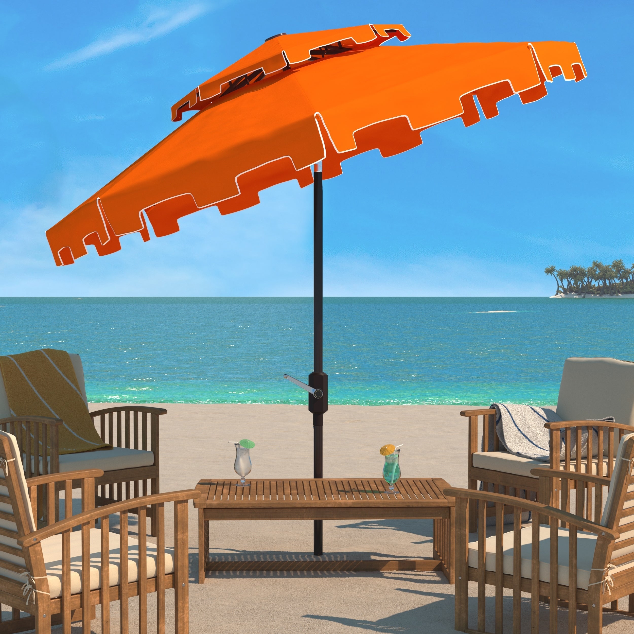 Parasol de marché double SAFAVIEH Outdoor Livia 9 pieds, base non incluse