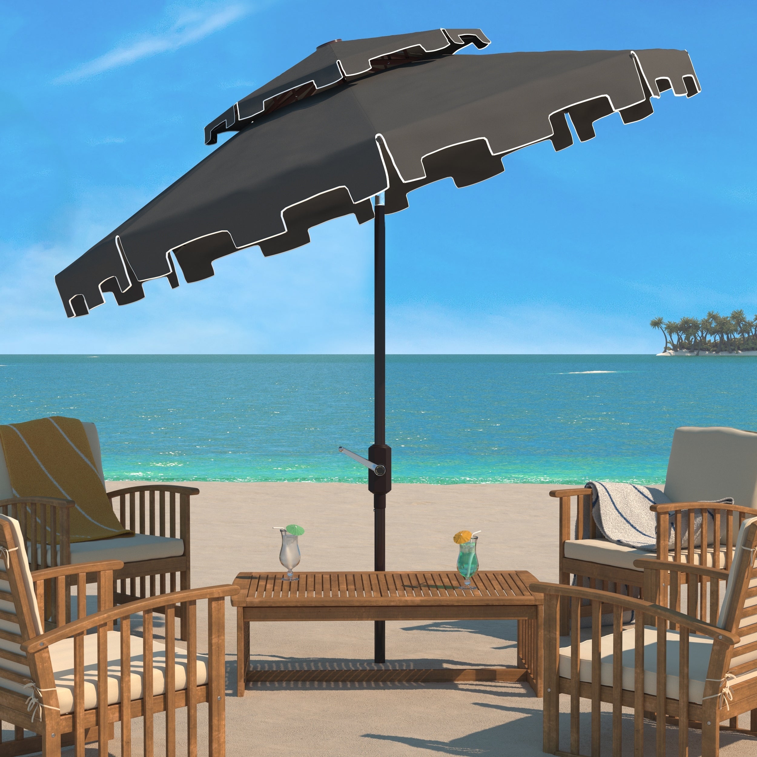 Parasol de marché double SAFAVIEH Outdoor Livia 9 pieds, base non incluse