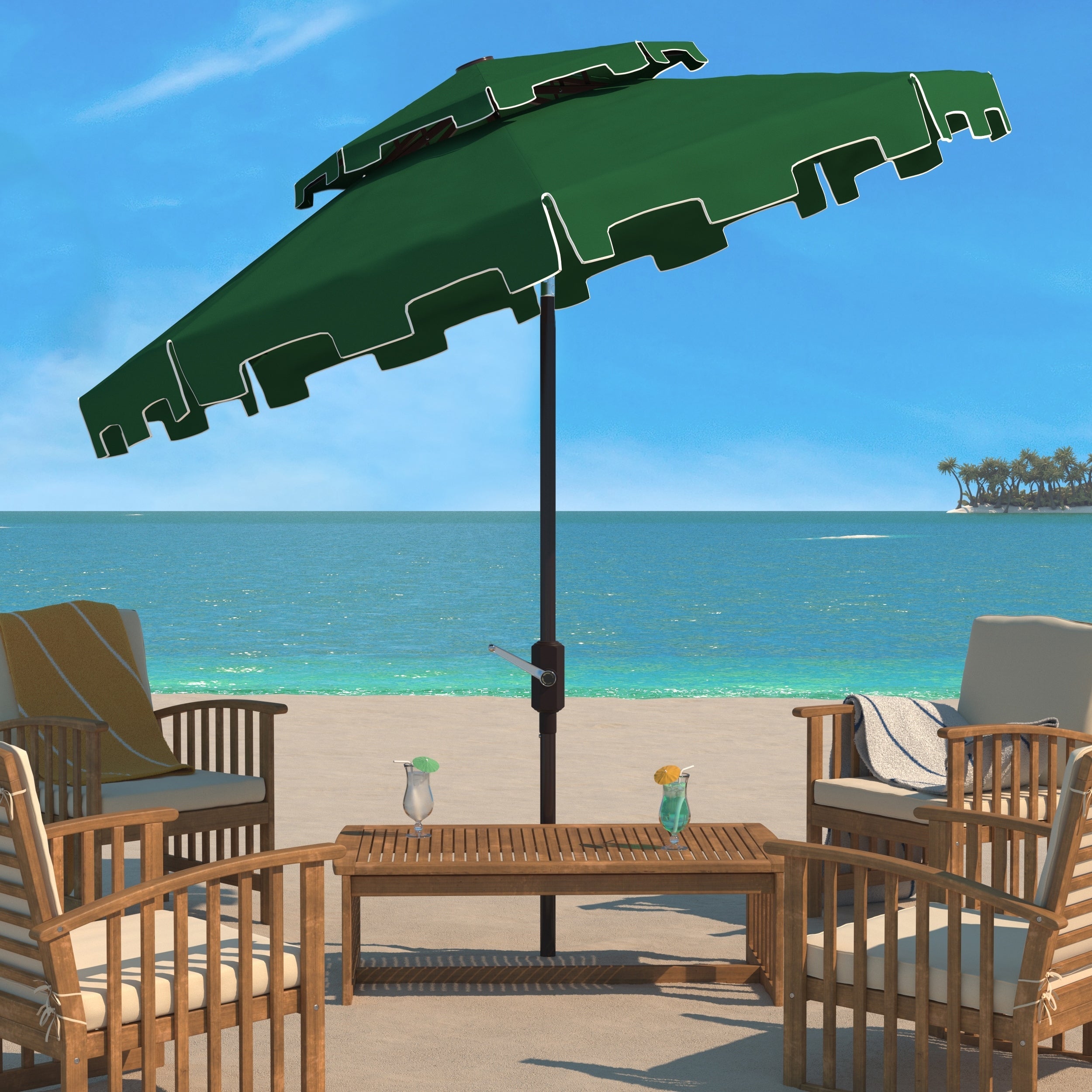 Parasol de marché double SAFAVIEH Outdoor Livia 9 pieds, base non incluse