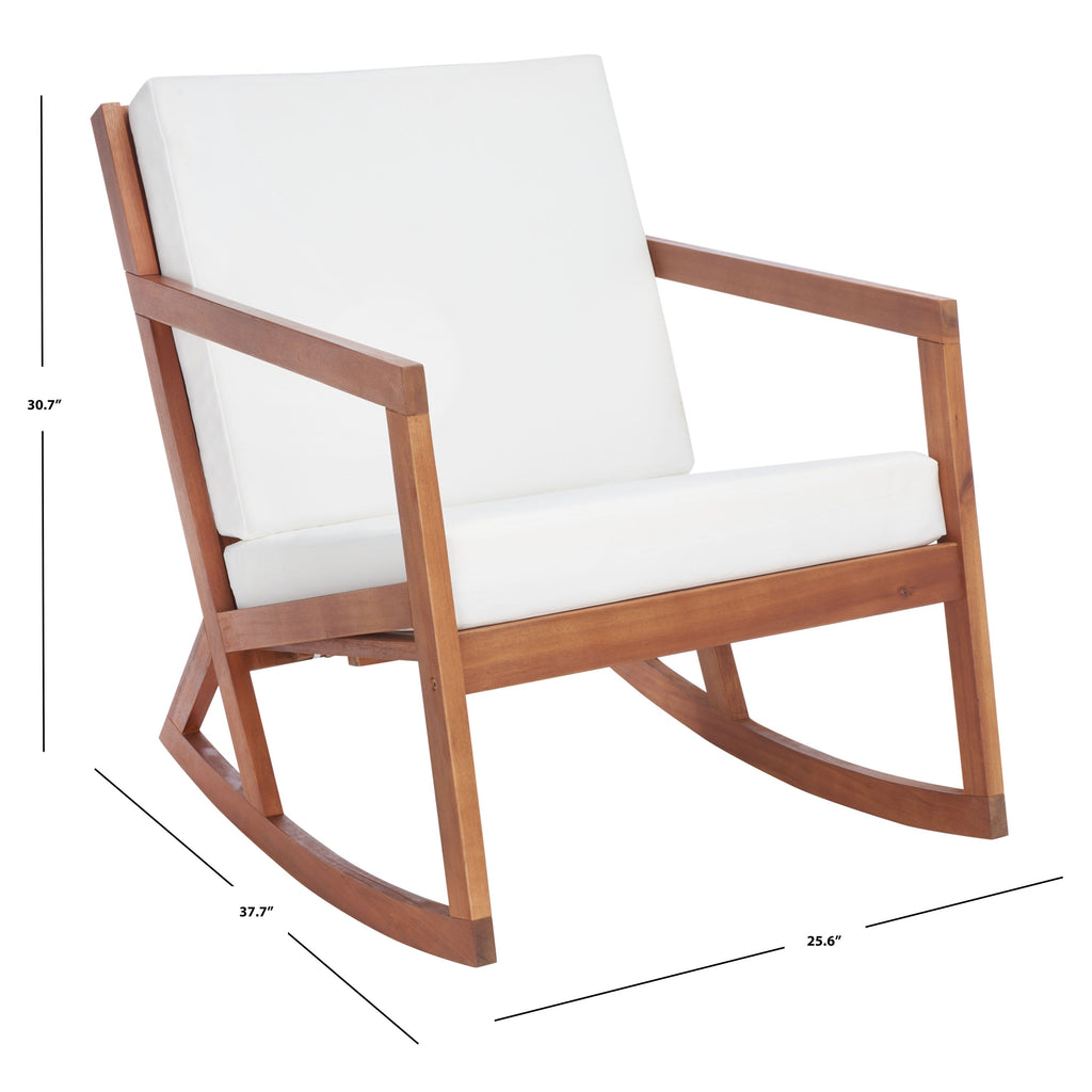 Chaise à bascule d'extérieur Makaila de SAFAVIEH avec coussin - 26 L x 31 P x 38 H