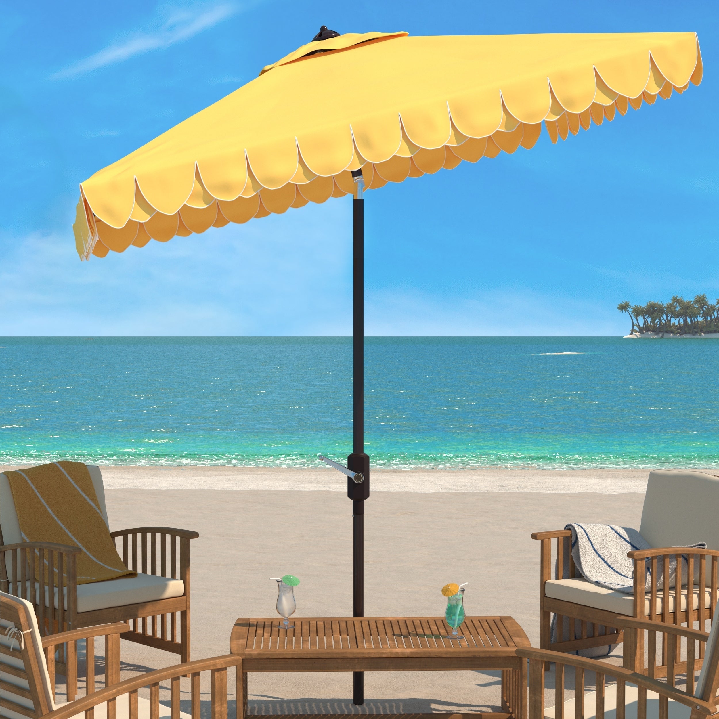 Parasol carré d'extérieur SAFAVIEH Naima Valance de 7,5 pieds