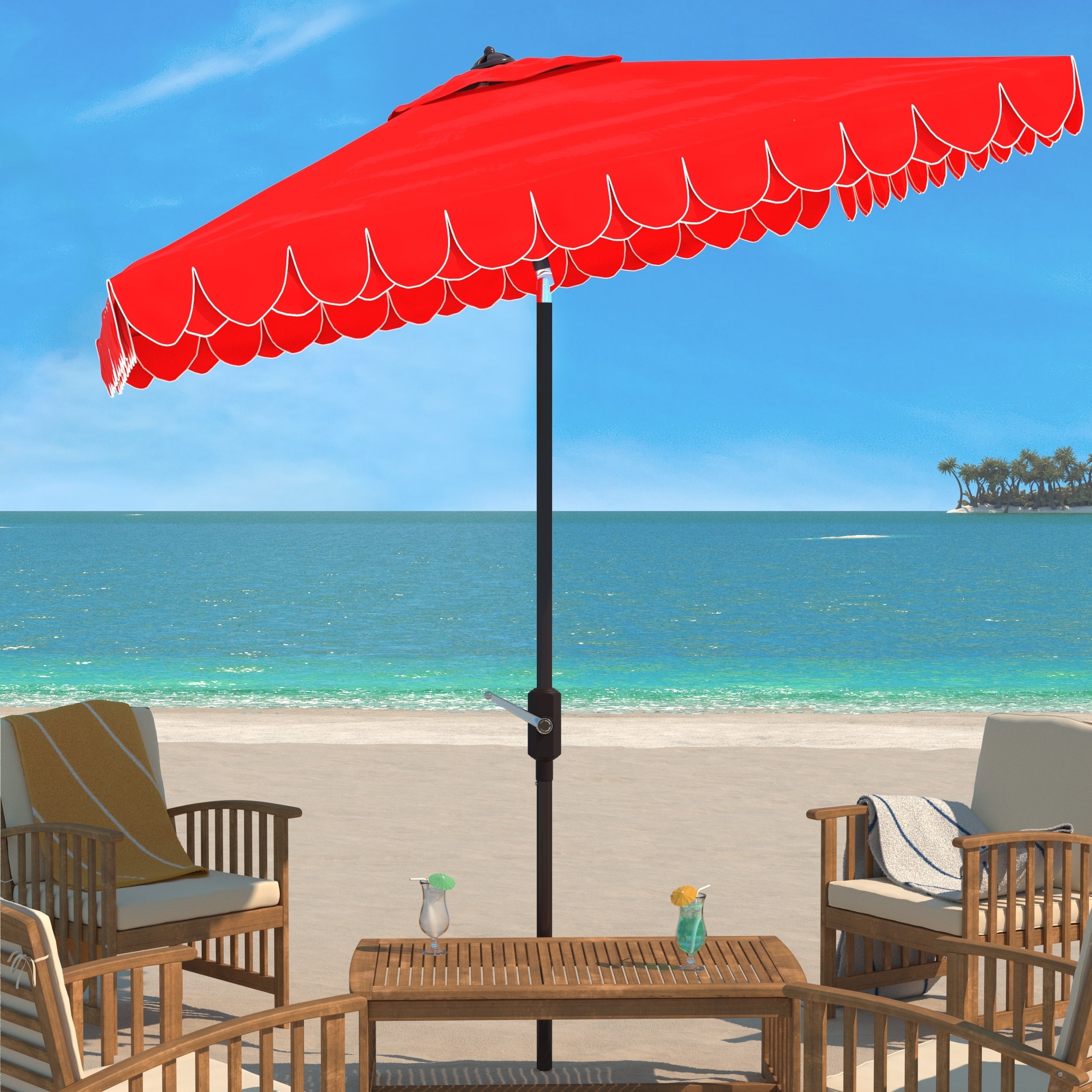 Parasol carré d'extérieur SAFAVIEH Naima Valance de 7,5 pieds