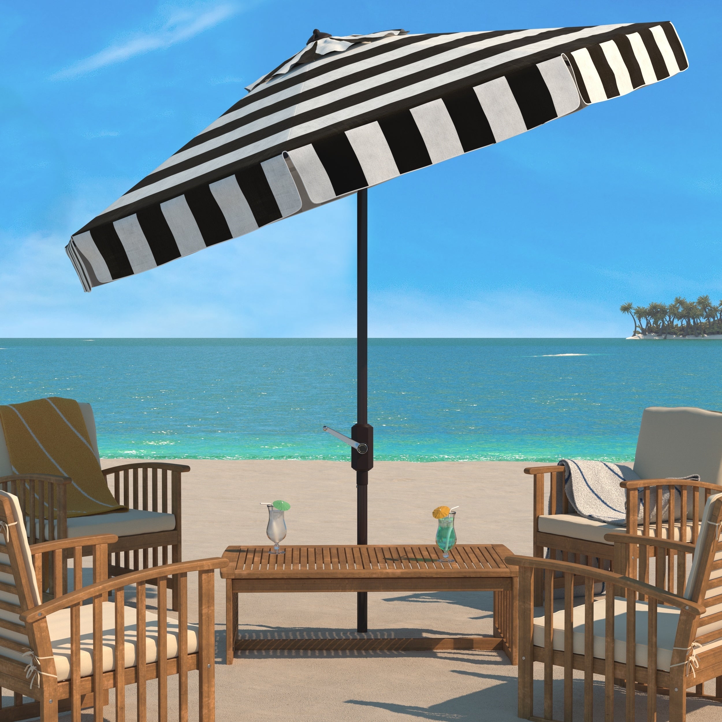 Parasol rond d'extérieur SAFAVIEH Fashion Line de 11 pieds