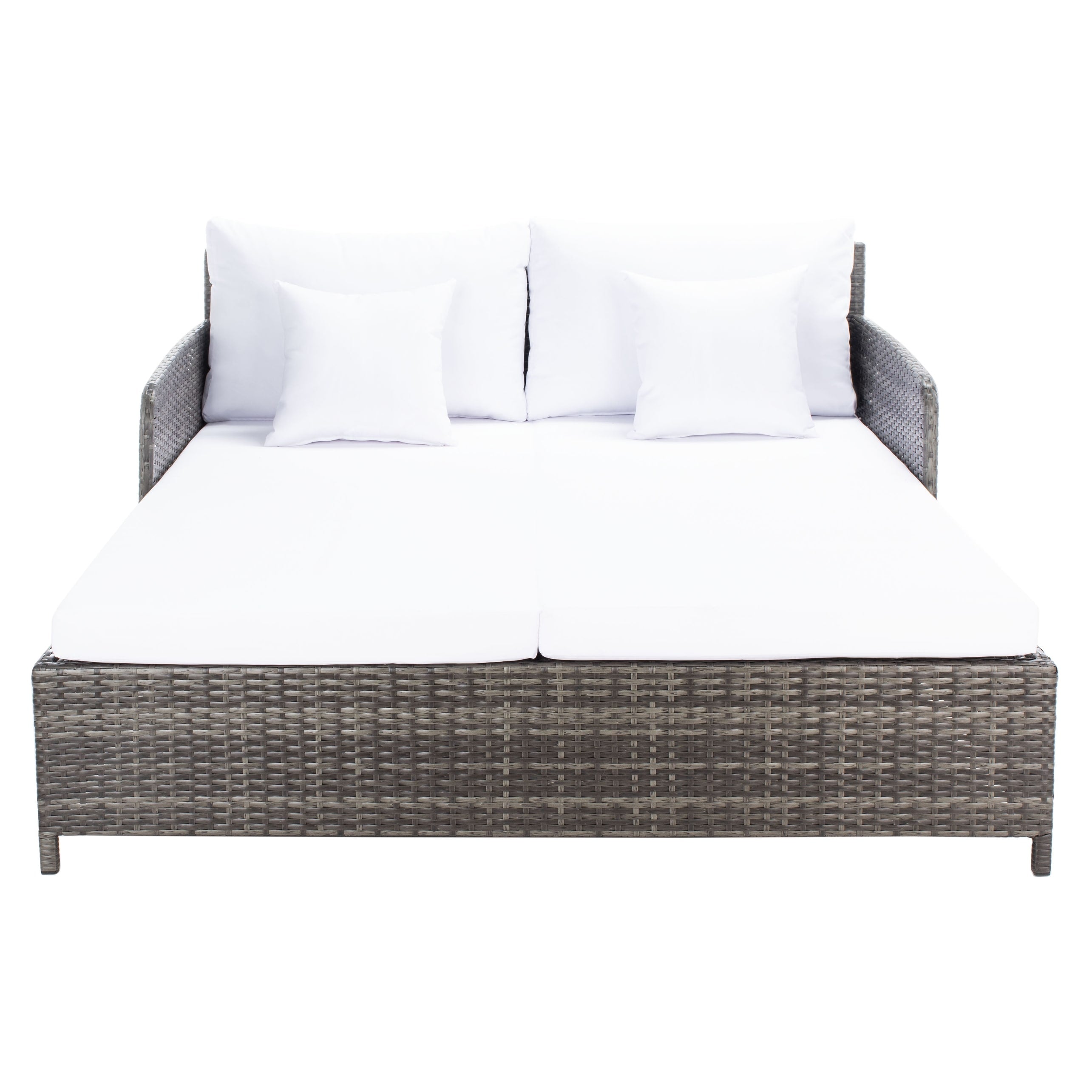 Lit de repos d'extérieur SAFAVIEH Taniyah en osier avec oreiller et coussins - 53 L x 28 P x 62 H