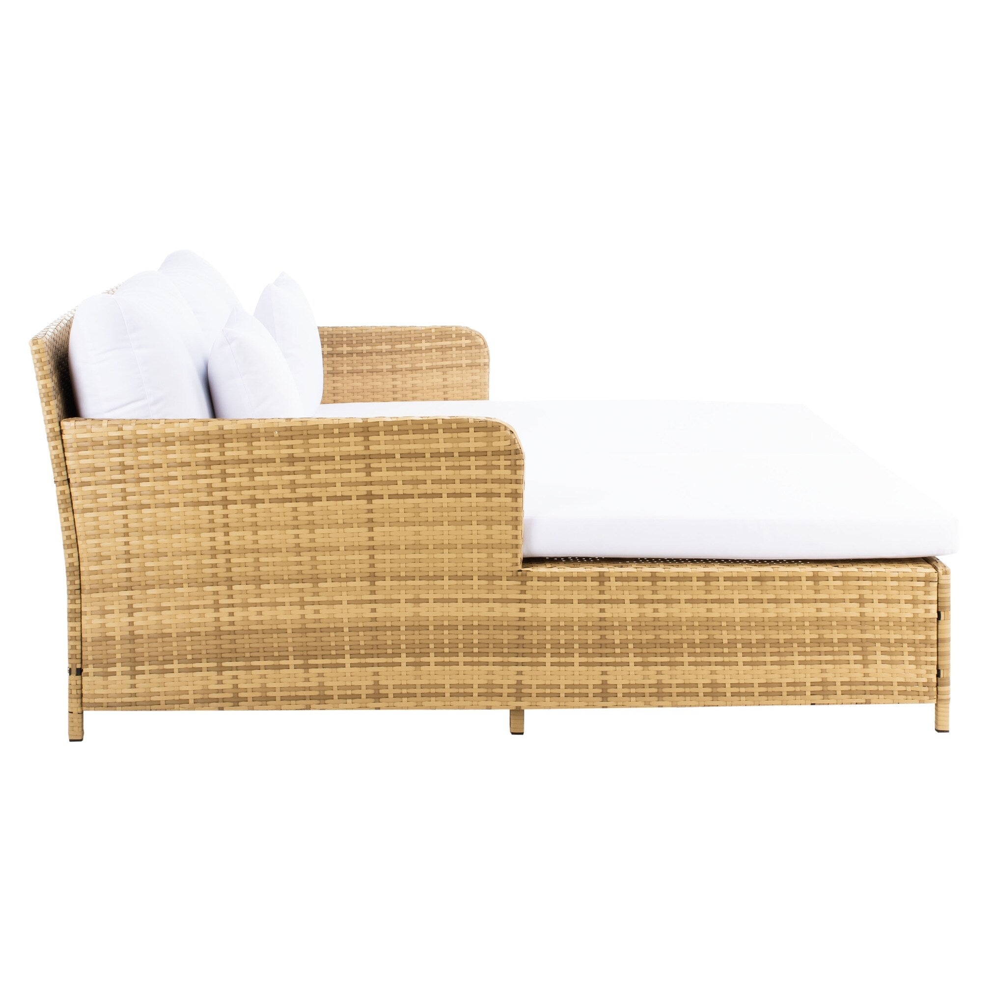 Lit de repos d'extérieur SAFAVIEH Taniyah en osier avec oreiller et coussins - 53 L x 28 P x 62 H
