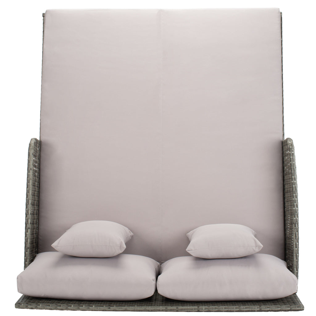 Lit de repos d'extérieur SAFAVIEH Taniyah en osier avec oreiller et coussins - 53 L x 28 P x 62 H