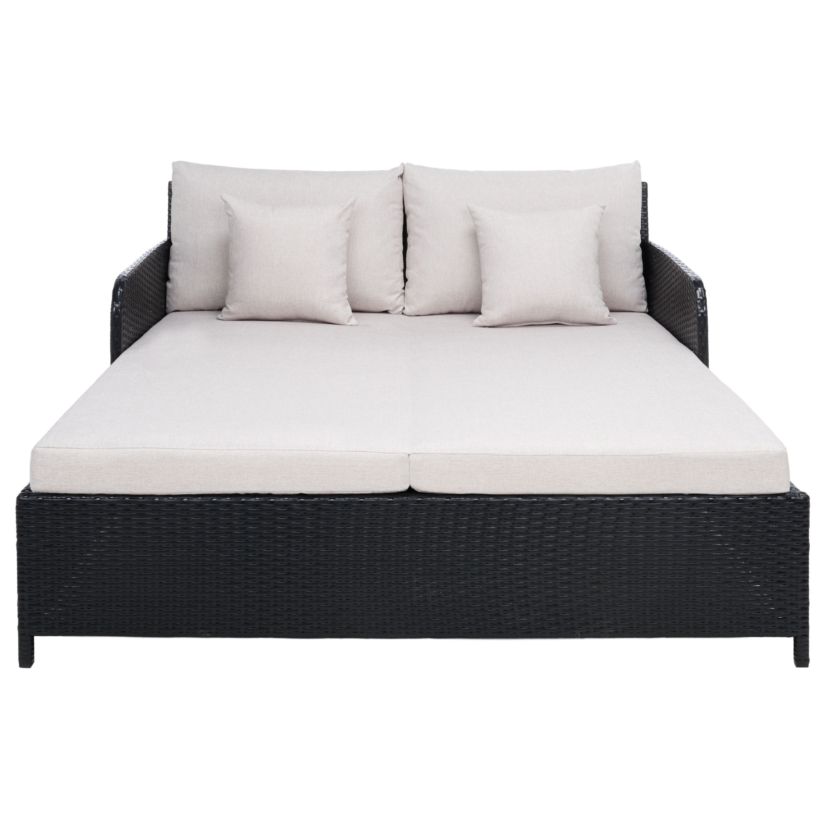 Lit de repos d'extérieur SAFAVIEH Taniyah en osier avec oreiller et coussins - 53 L x 28 P x 62 H