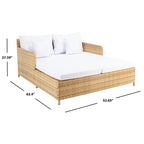 Lit de repos d'extérieur SAFAVIEH Taniyah en osier avec oreiller et coussins - 53 L x 28 P x 62 H