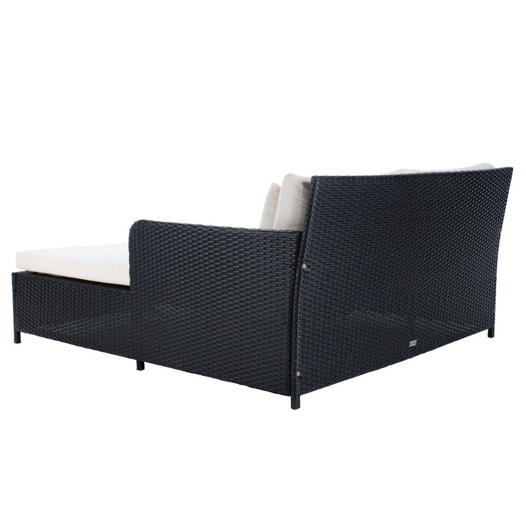Lit de repos d'extérieur SAFAVIEH Taniyah en osier avec oreiller et coussins - 53 L x 28 P x 62 H