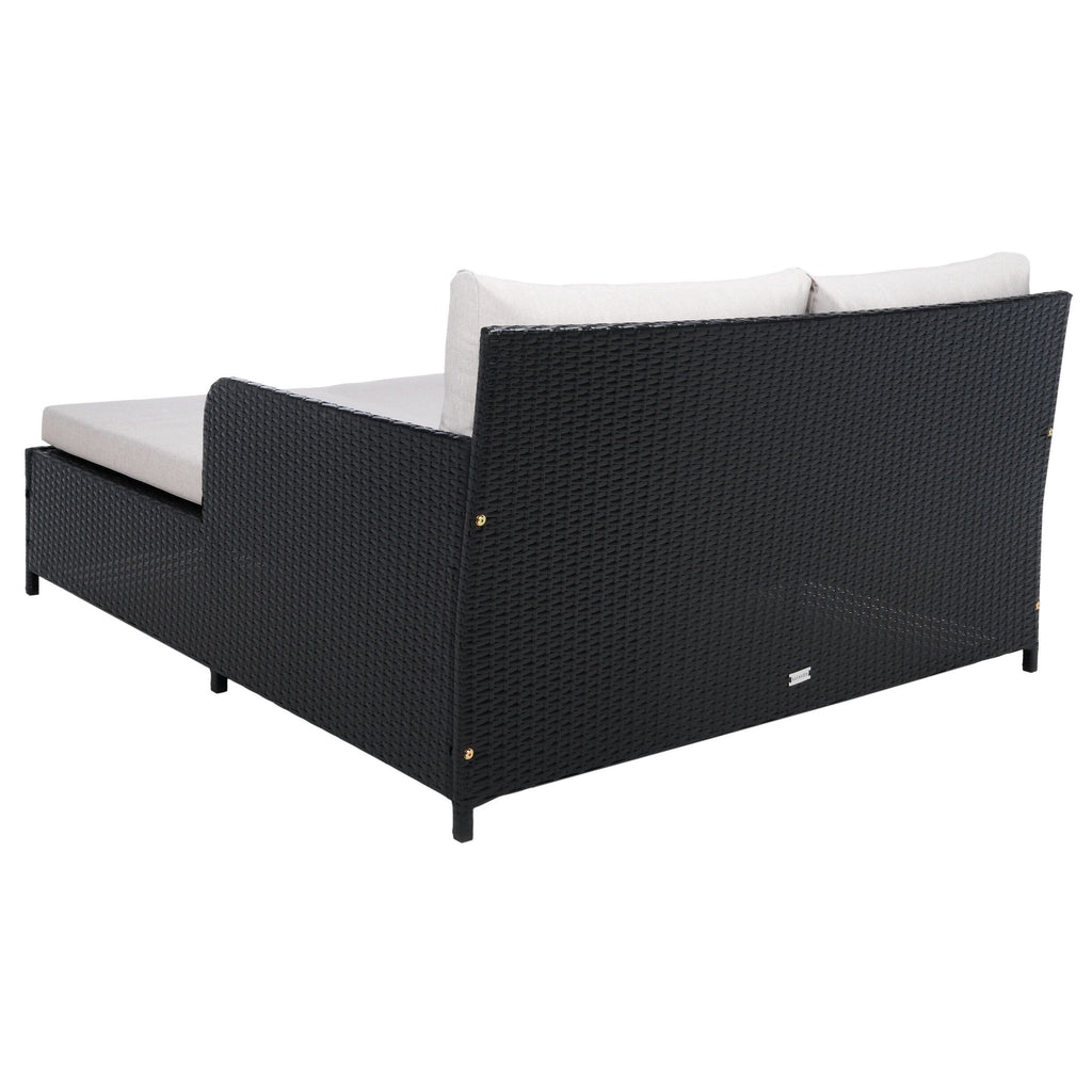 Lit de repos d'extérieur SAFAVIEH Taniyah en osier avec oreiller et coussins - 53 L x 28 P x 62 H