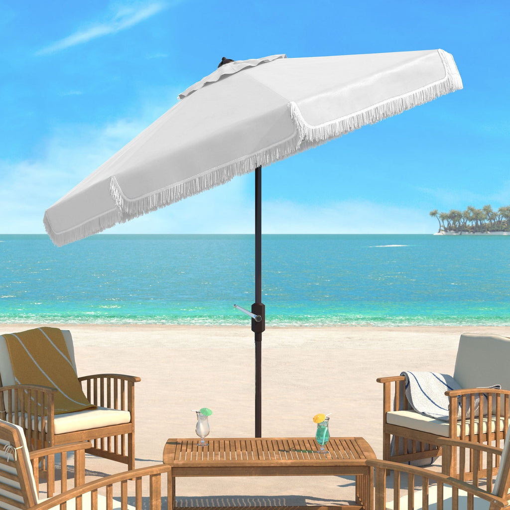 Parasol d'extérieur à manivelle SAFAVIEH Ronette Fringe de 9 pieds