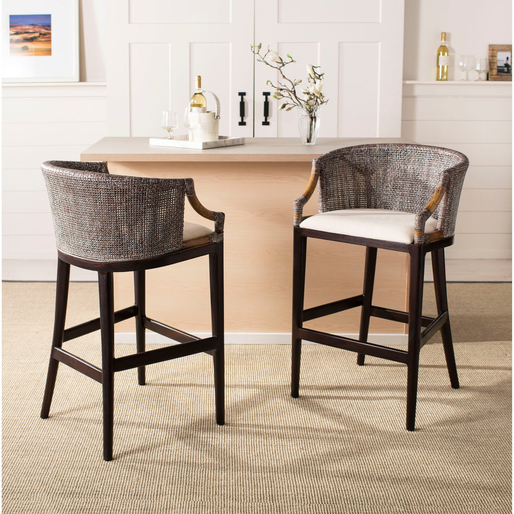 Tabouret de bar en rotin SAFAVIEH Virona de 76 cm (22,3 po l x 20,5 po l x 39 po H)
