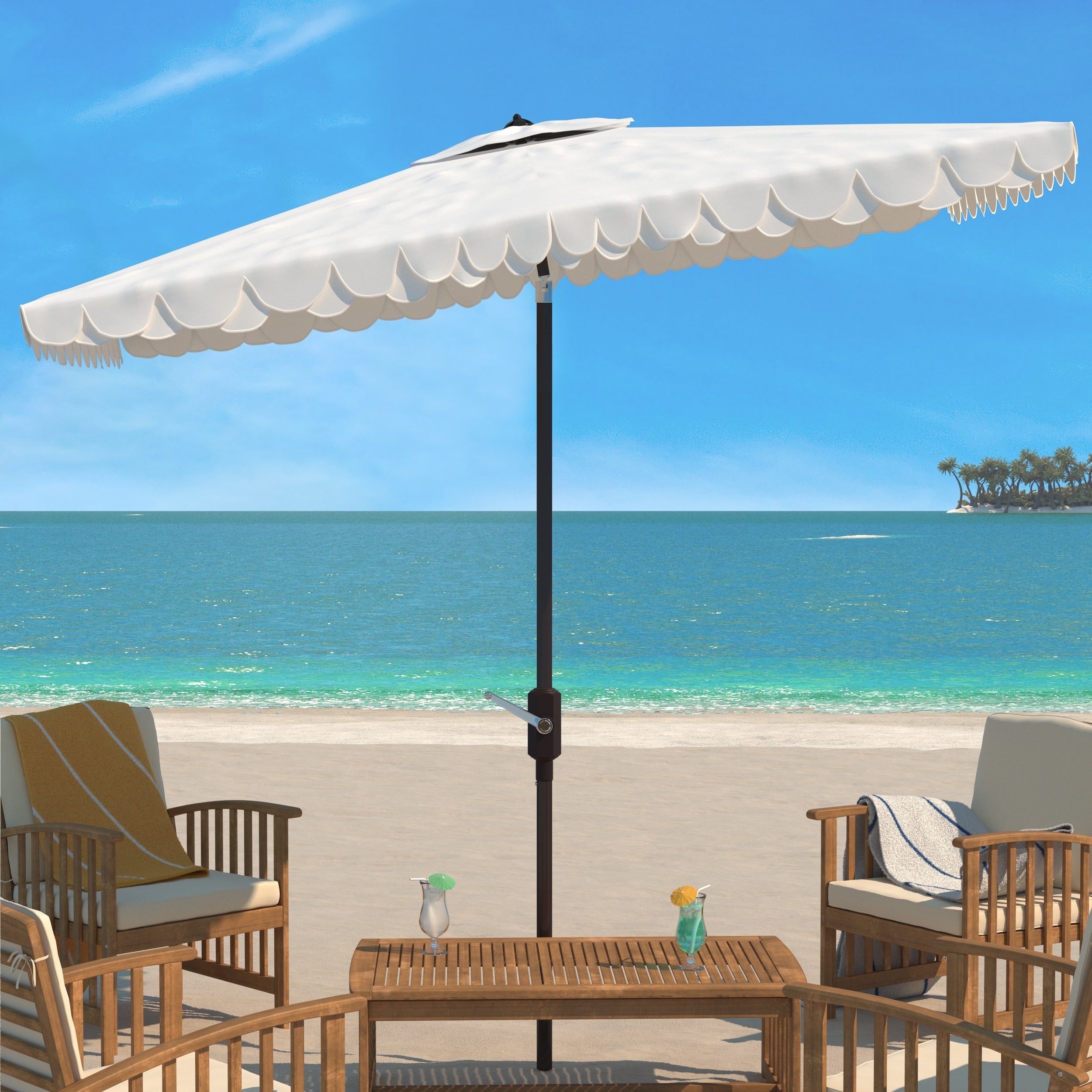 Parasol d'extérieur rectangulaire SAFAVIEH Zariah 6'x10' avec cantonnière
