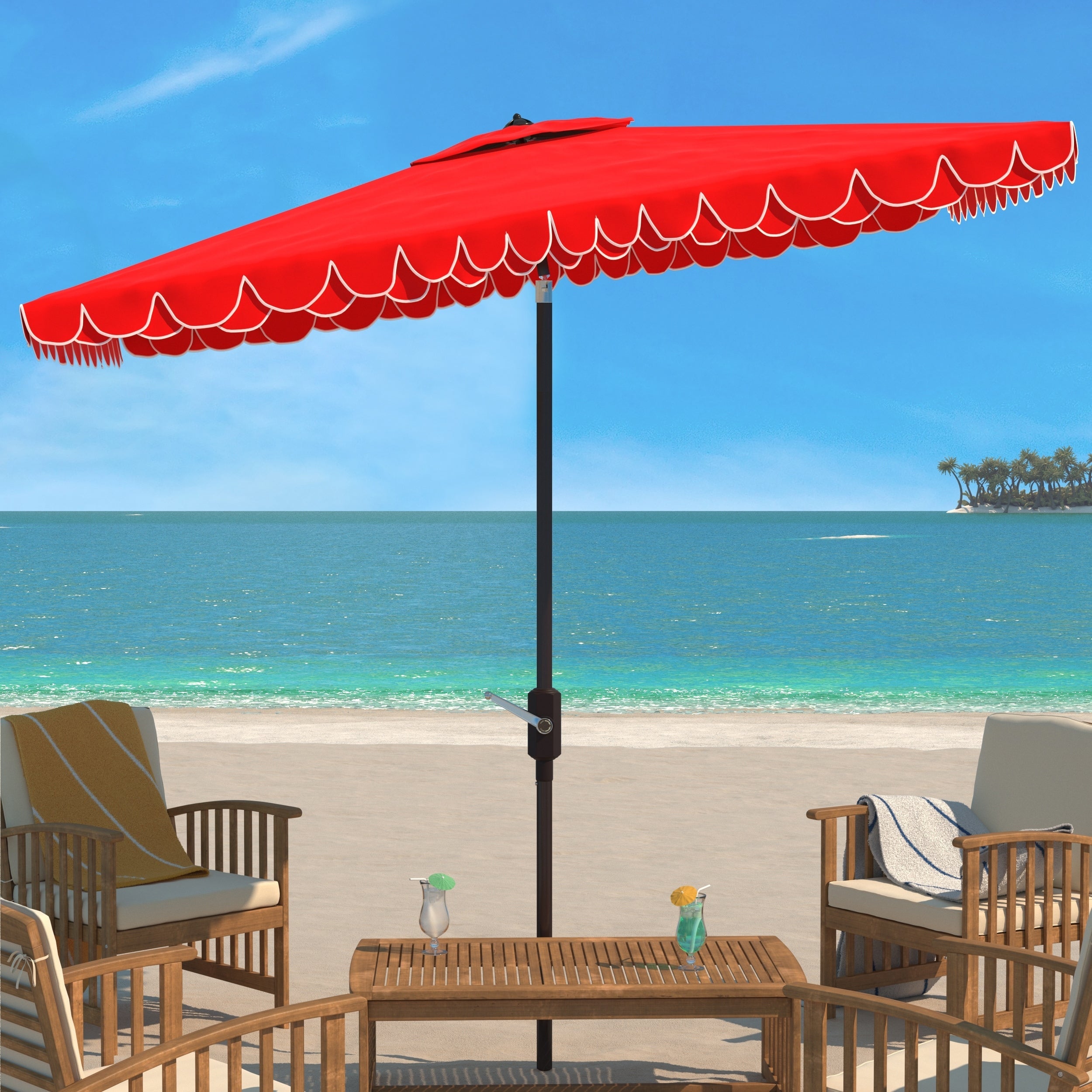 Parasol d'extérieur rectangulaire SAFAVIEH Zariah 6'x10' avec cantonnière