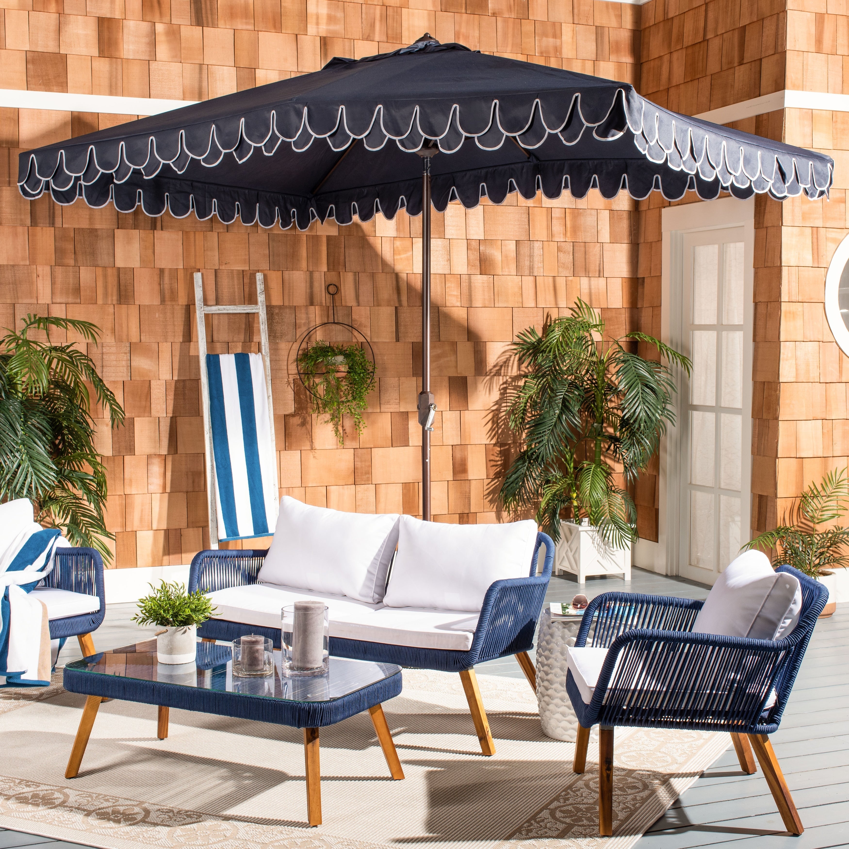 Parasol d'extérieur rectangulaire SAFAVIEH Zariah 6'x10' avec cantonnière