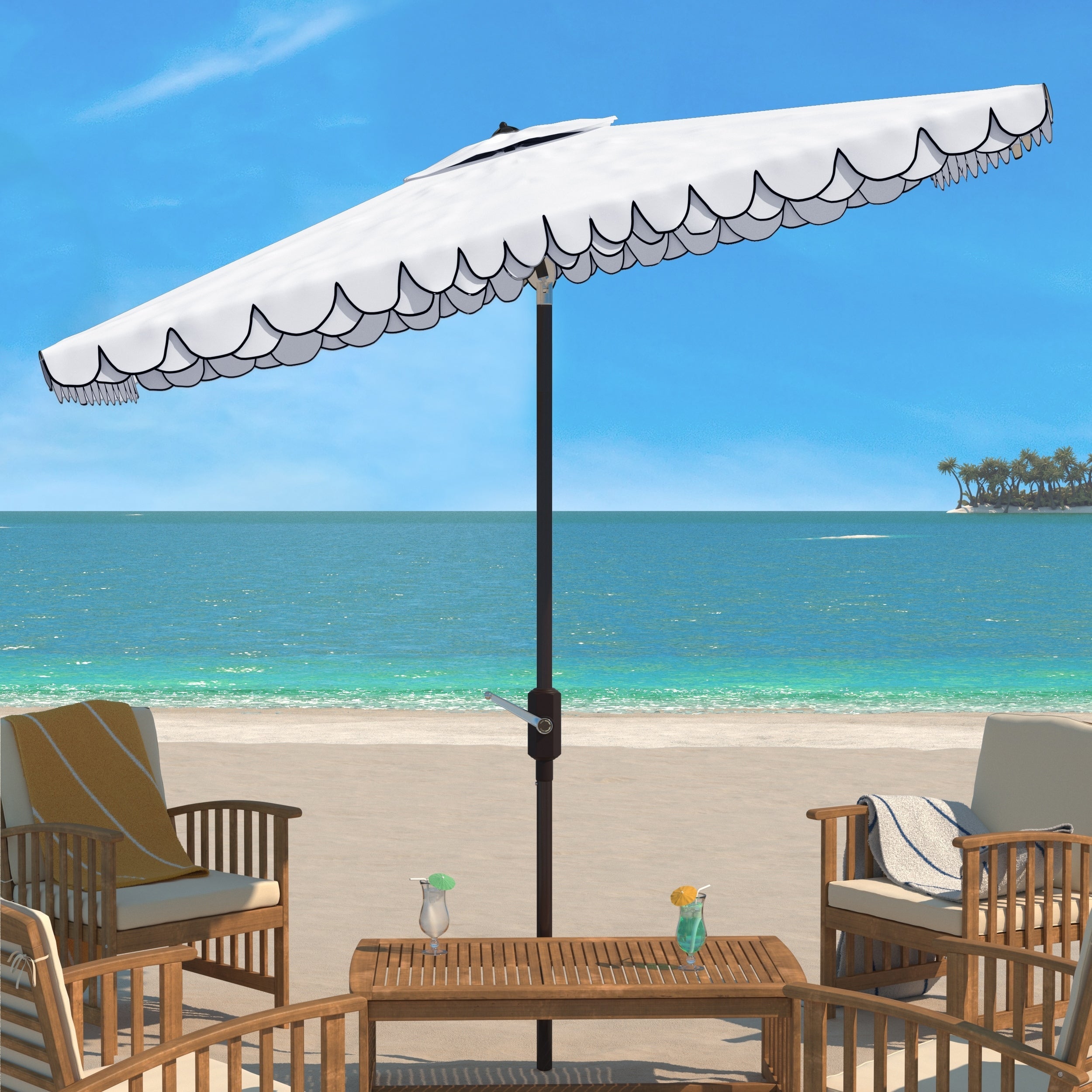 Parasol d'extérieur rectangulaire SAFAVIEH Zariah 6'x10' avec cantonnière