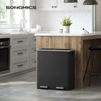 Poubelle double SONGMICS, 16 gallons, en acier inoxydable, noire