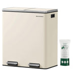 Poubelle double SONGMICS, 16 gallons, en acier inoxydable, couleur amande