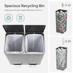 Poubelle double, 2 poubelles de 8 gallons