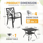 Ensemble de salle à manger d'extérieur SUNCROWN 5/7 pièces en acier, table à lattes en métal et chaises empilables, cadre enduit de poudre