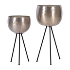 Sagebrook Home Lot de 2 jardinières robustes en fer sur supports modernes - Transformez votre espace de vie en oasis