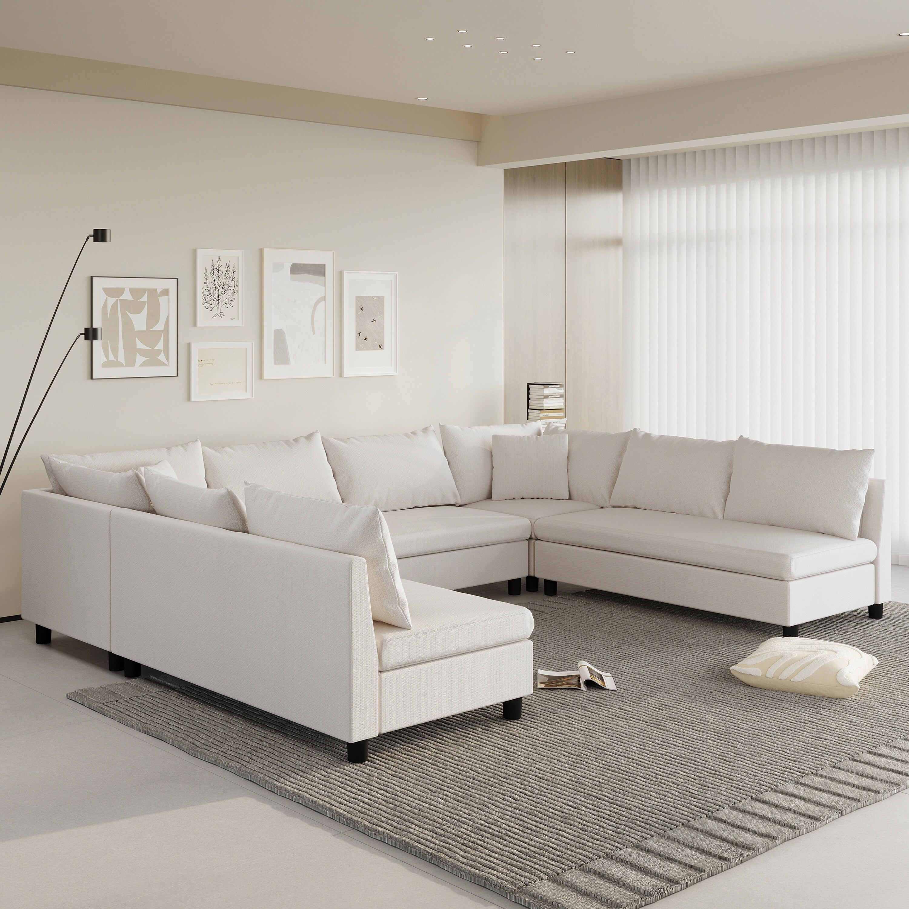 Canapé sectionnel, ensemble de canapé réversible en chenille en forme de U, combinaison libre, canapé convertible surdimensionné 8 places