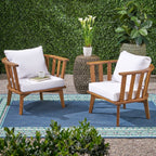 Fauteuils club d'extérieur en bois d'acacia Sedona avec coussins (lot de 2) par Christopher Knight Home