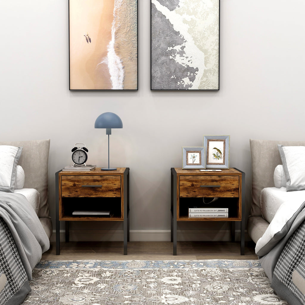 Table de chevet de style industriel (ensemble de 2)