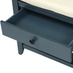 Étagère à chaussures avec assise rembourrée et tiroirs, banc de rangement polyvalent, bleu marine antique - 39 L x 14 l x 19,8 H
