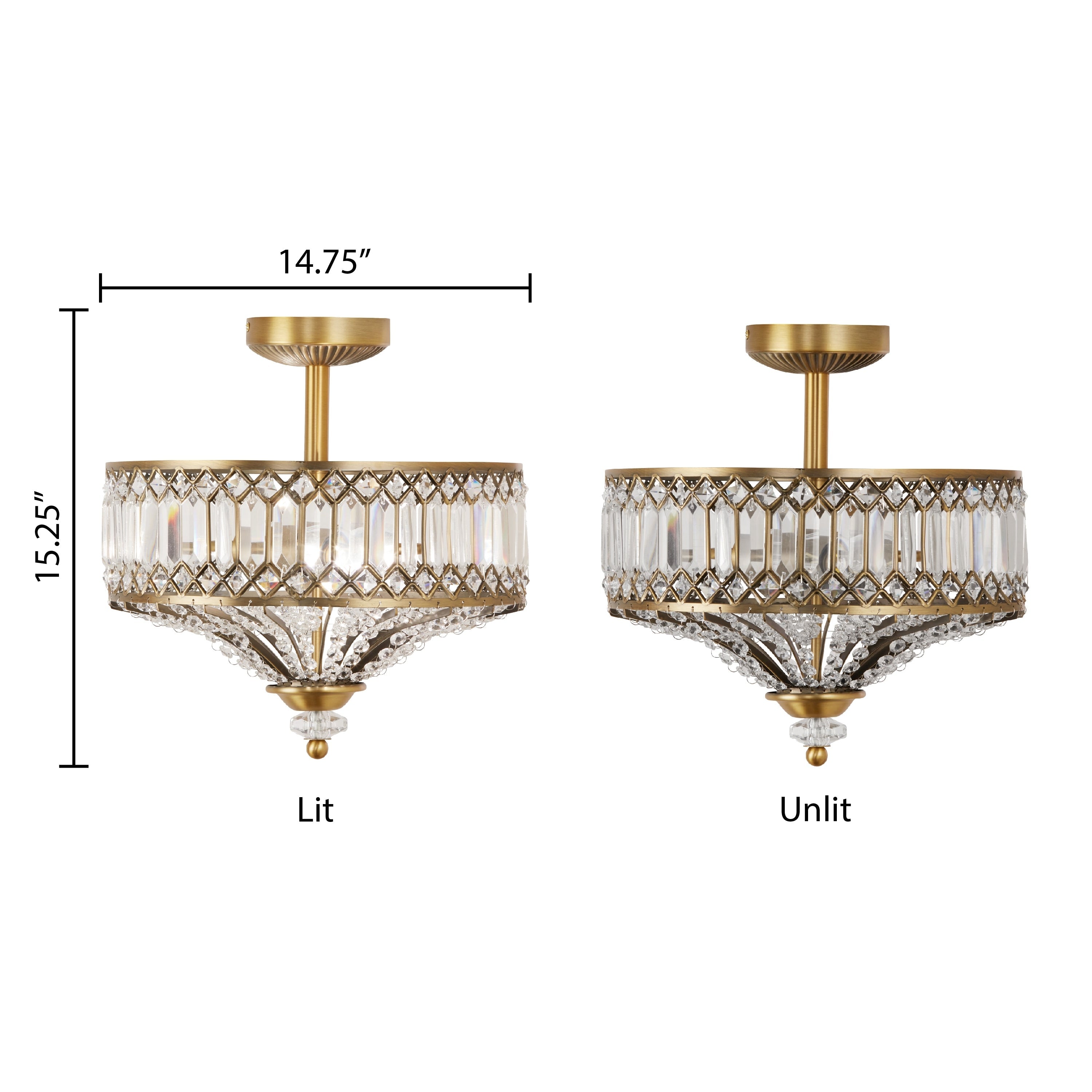Luminaire semi-encastré en verre à plusieurs niveaux Silver Orchid Furey, bronze/or - 14,75 L x 14,75 l x 15,25 H