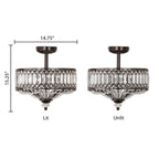 Luminaire semi-encastré en verre à plusieurs niveaux Silver Orchid Furey, bronze/or - 14,75 L x 14,75 l x 15,25 H