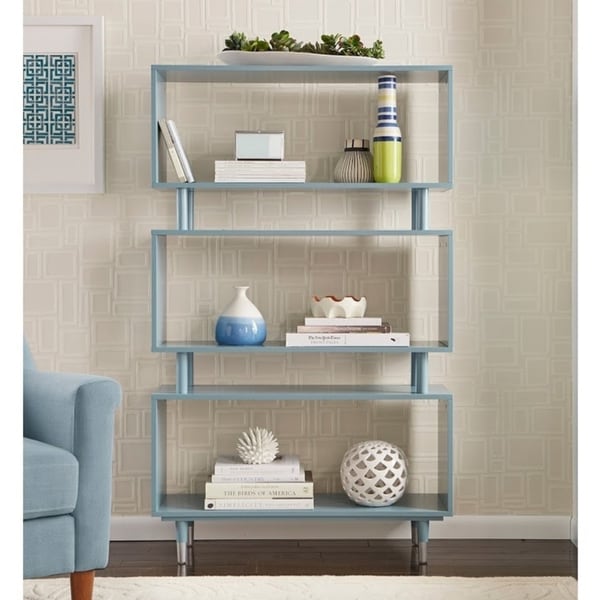 Bibliothèque à 3 niveaux Margo de Simple Living, style milieu de siècle moderne - 59,5 x 36 x 11,8 po