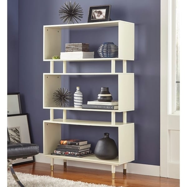 Bibliothèque à 3 niveaux Margo de Simple Living, style milieu de siècle moderne - 59,5 x 36 x 11,8 po