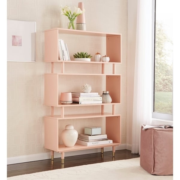 Bibliothèque à 3 niveaux Margo de Simple Living, style milieu de siècle moderne - 59,5 x 36 x 11,8 po