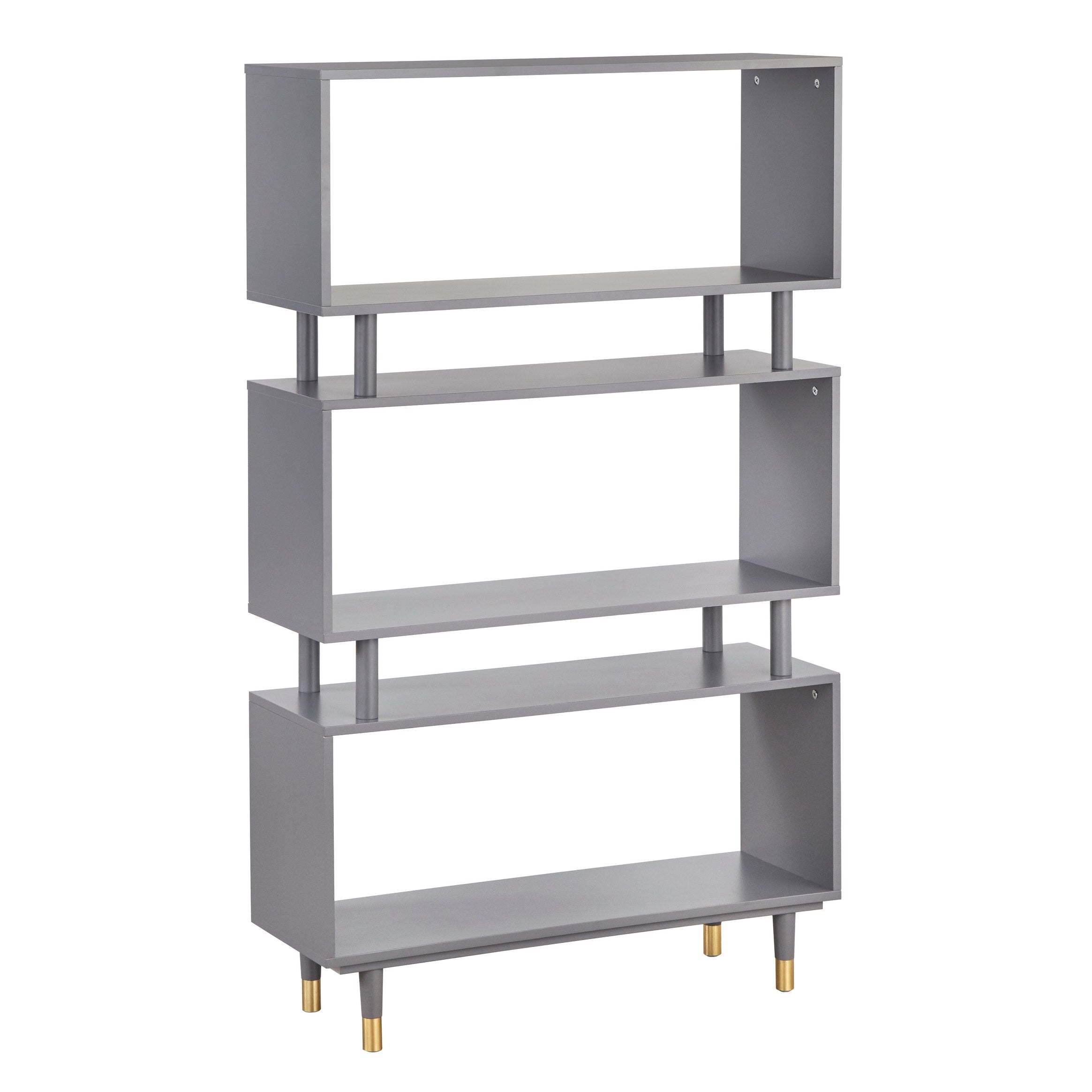 Bibliothèque à 3 niveaux Margo de Simple Living, style milieu de siècle moderne - 59,5 x 36 x 11,8 po
