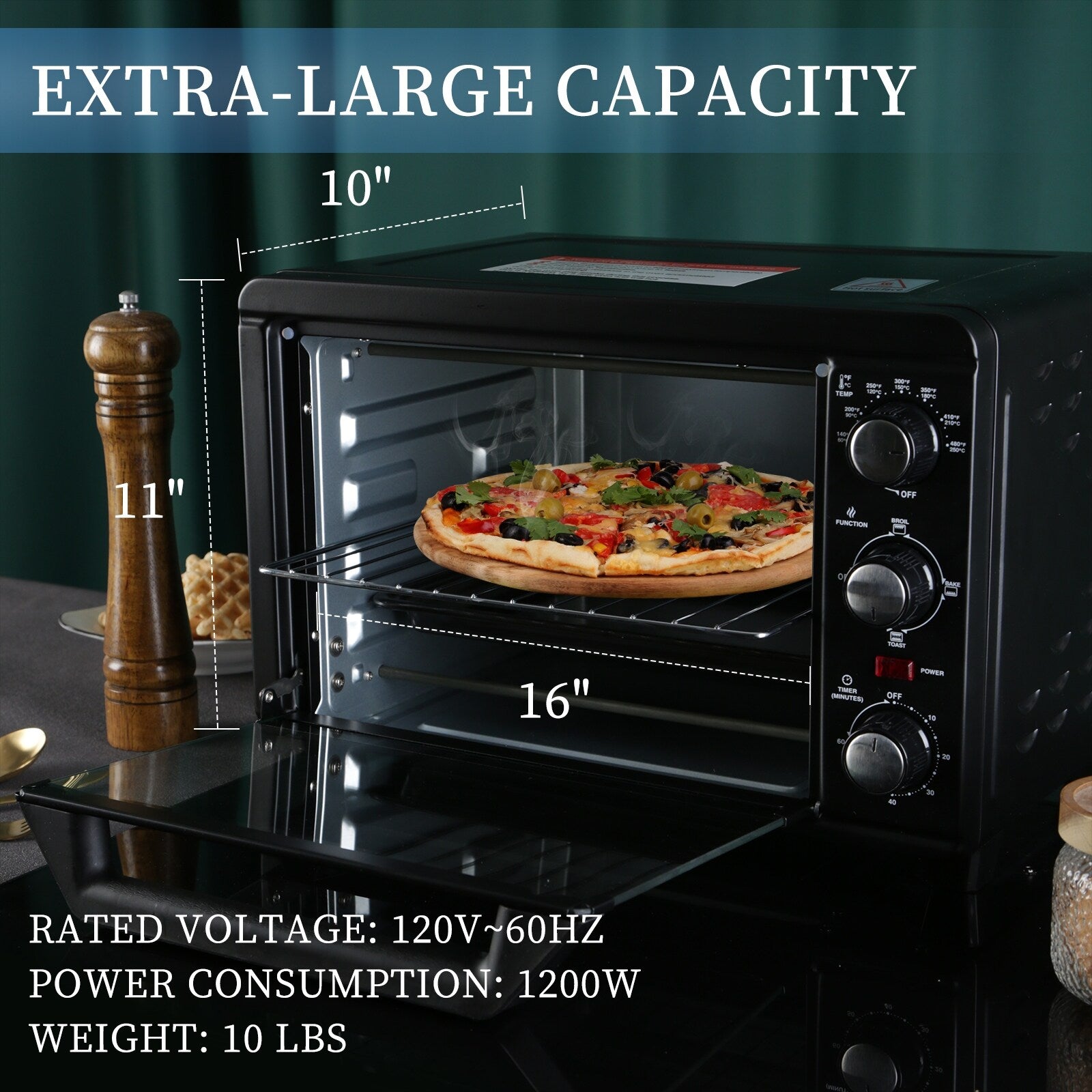 Four grille-pain simple d'une capacité de 20 litres, grille-pain de comptoir compact, facile à contrôler avec minuterie, réglage de la cuisson, du gril et du grillage