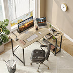 Petit bureau en L avec étagères de rangement Bureau d'ordinateur d'angle