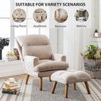 Fauteuil de salon décontracté en tissu doux avec dossier et pieds réglables