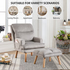 Fauteuil de salon décontracté en tissu doux avec dossier et pieds réglables