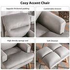 Fauteuil de salon décontracté en tissu doux avec dossier et pieds réglables
