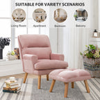 Fauteuil de salon décontracté en tissu doux avec dossier et pieds réglables