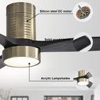 Ventilateur de plafond encastré Sofucor 52 pouces avec télécommande, moteur réversible et éclairage intégré en option