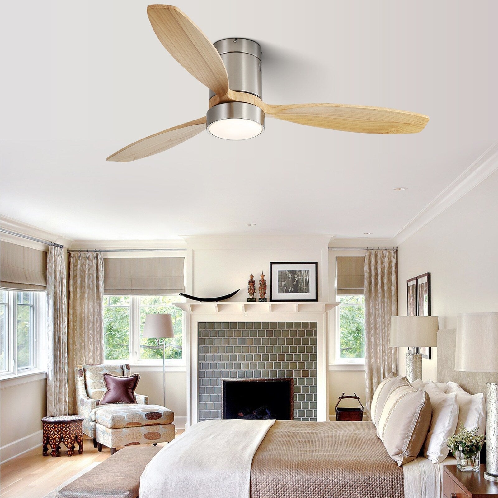 Ventilateur de plafond encastré Sofucor 52 pouces avec télécommande, moteur réversible et éclairage intégré en option