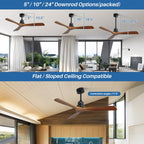 Ventilateur de plafond d'intérieur en bois Sofucor 52 avec télécommande et éclairage intégré en option