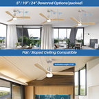Ventilateur de plafond d'intérieur en bois Sofucor 52 avec télécommande et éclairage intégré en option