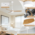 Ventilateur de plafond d'intérieur en bois Sofucor 52 avec télécommande et éclairage intégré en option