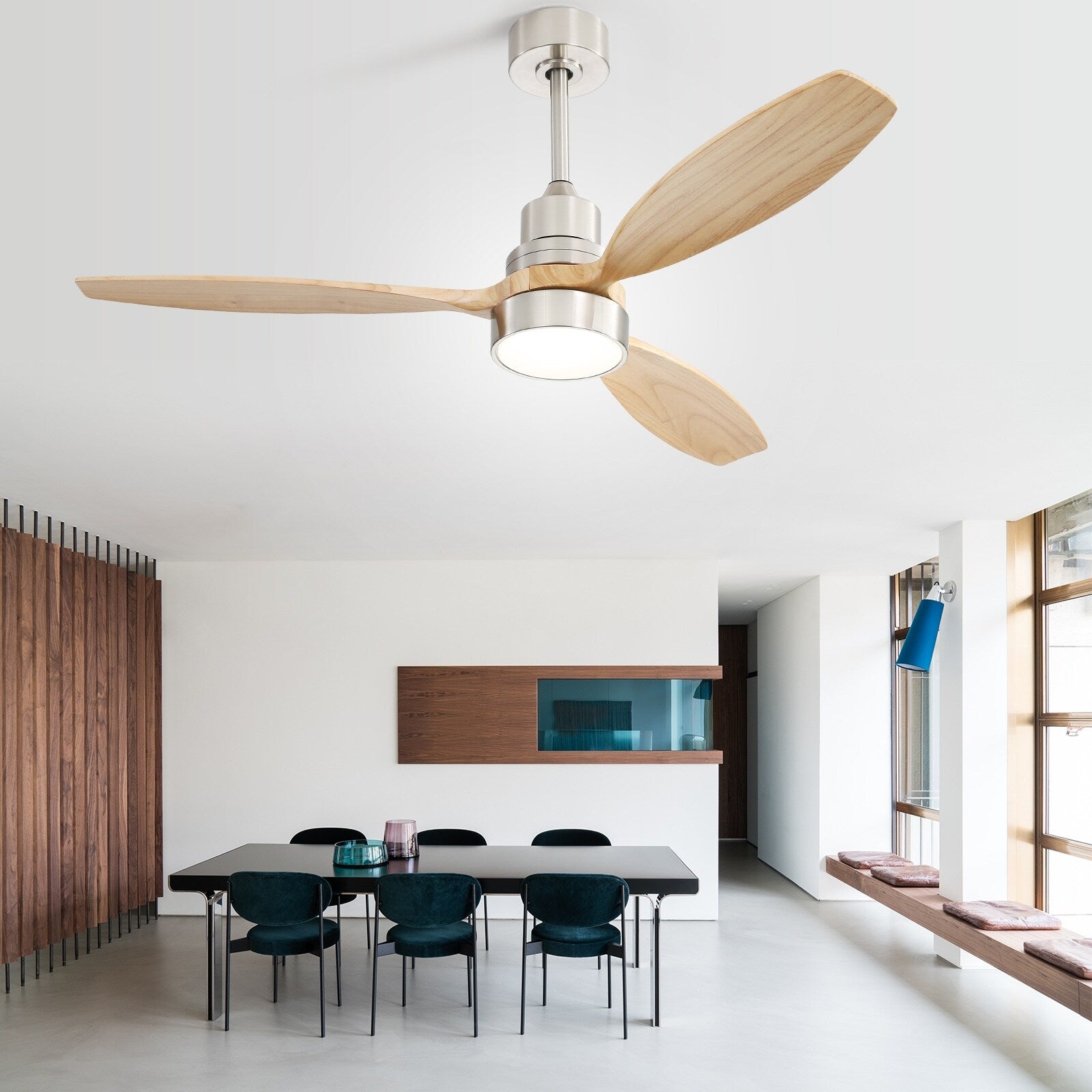 Ventilateur de plafond d'intérieur en bois Sofucor 52 avec télécommande et éclairage intégré en option