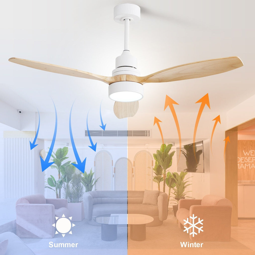 Ventilateur de plafond d'intérieur en bois Sofucor 52 avec télécommande et éclairage intégré en option