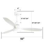 Ventilateur de plafond d'intérieur en bois Sofucor 52 avec télécommande et éclairage intégré en option